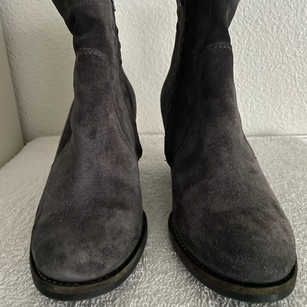 Paul Green Austria Genuine Suede Leather Grey Ankle Boot/Booties Side Zip